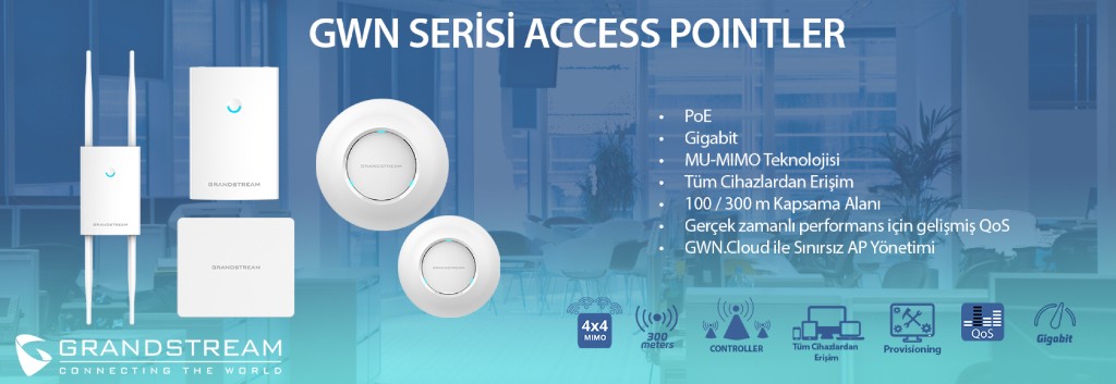 GWN Serisi Access Pointler — MU-MIMO, PoE, GWN.Cloud yönetimi